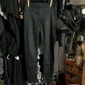 Helmut Lang Skinny Jeans Jeggings Pull On Black Coated Type Faux Pockets 24